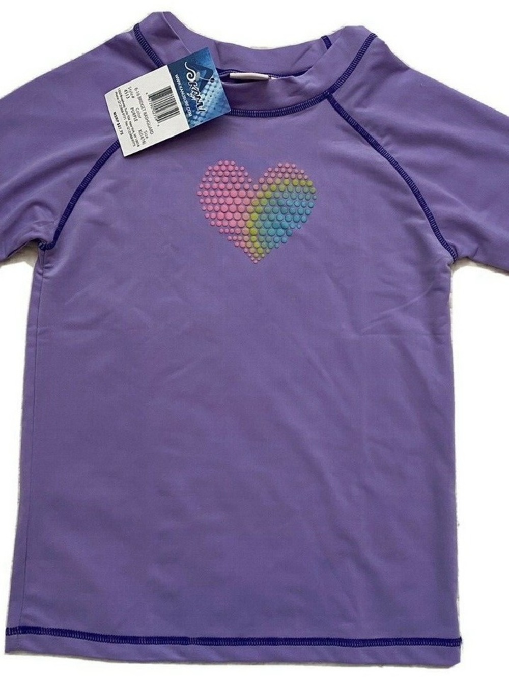 Kanu Surf Purple Kids Rashguard with Rainbow Heart